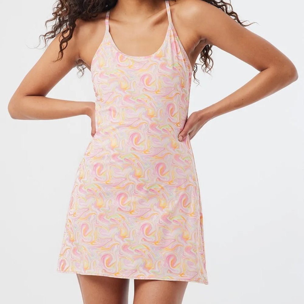 Outdoor Voices Exercise Dress in Pink Marble